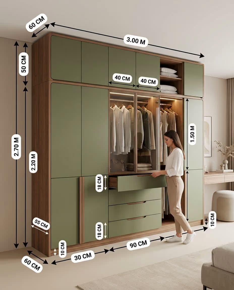 Wardrobe design working drawing with full dimensions by MakeHouse in Ranchi, Jharkhand