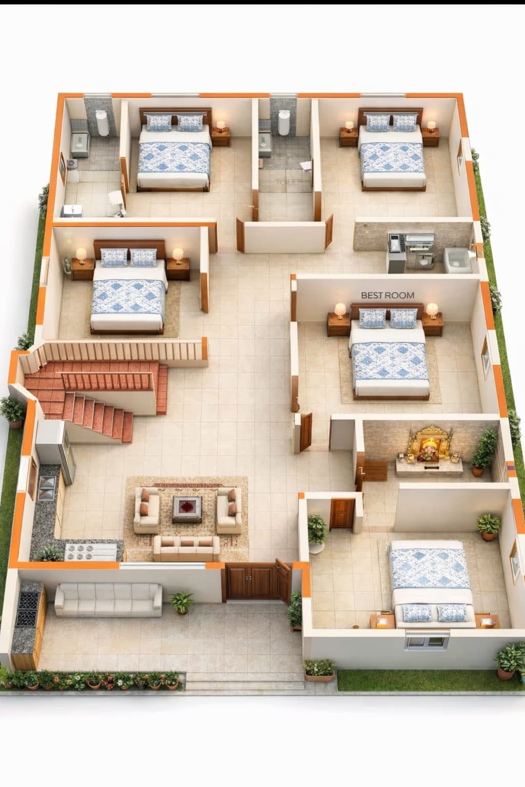 House plans by plot size — ghar ka naksha by MakeHouse